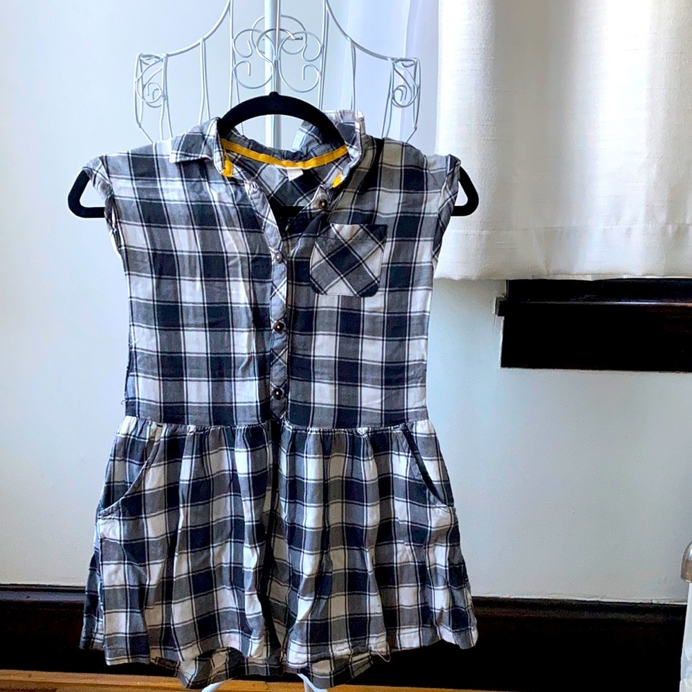 Cat & Jack Black and White Button Down Plaid Dress